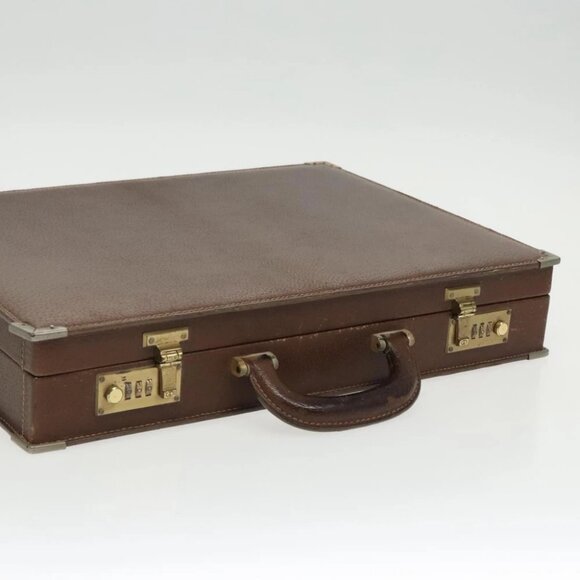 GUCCI Attache Case Trunk Leather Brown Gold - Picture 7 of 15